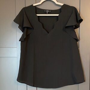 Black Flutter Sleeve Blouse